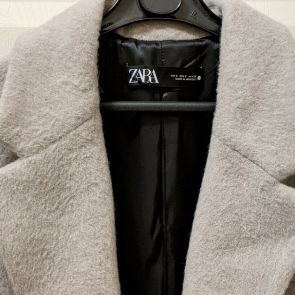 ZARA WOMEN NEW OVERSIZED MANTECO WOOL BLEND COAT TAUPE GRAY 2090/722 - Picture 11 of 12